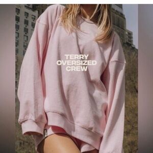Daily Drills Pink Terry Oversized Crew